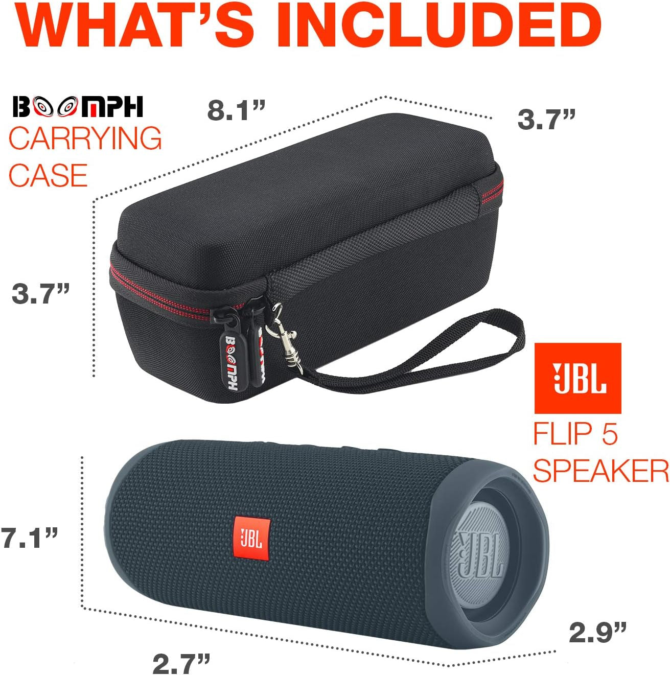 FLIP 5 Portable Wireless Bluetooth Speaker IPX7 Waterproof On-The-Go Bundle with Authentic Boomph Hardshell Protective Case - Blue