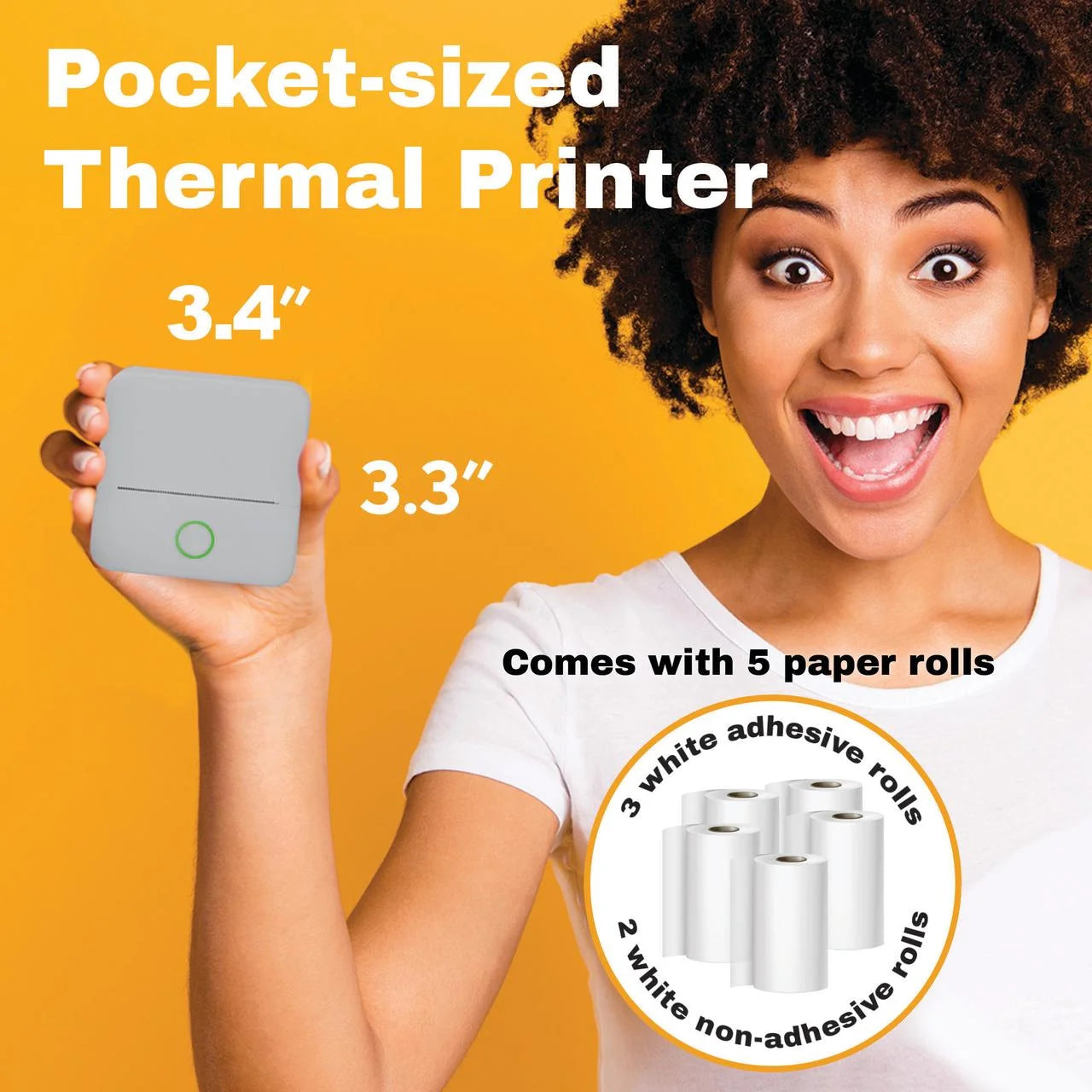 Wireless Mini Portable Thermal Printer Label Maker, Paper Included for Android and Ios Phone, Gray