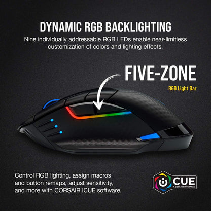 Dark Core RGB Pro, Wireless FPS/MOBA Gaming Optical Mouse with SLIPSTREAM Technology, Black, Backlit RGB LED, 18000 DPI, Optical,Ch-9315411-Na