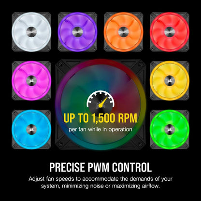 QL Series, Ql120 RGB, 120Mm RGB LED Fan, Triple Pack with Lighting Node Core, Black, Compatible with Desktop