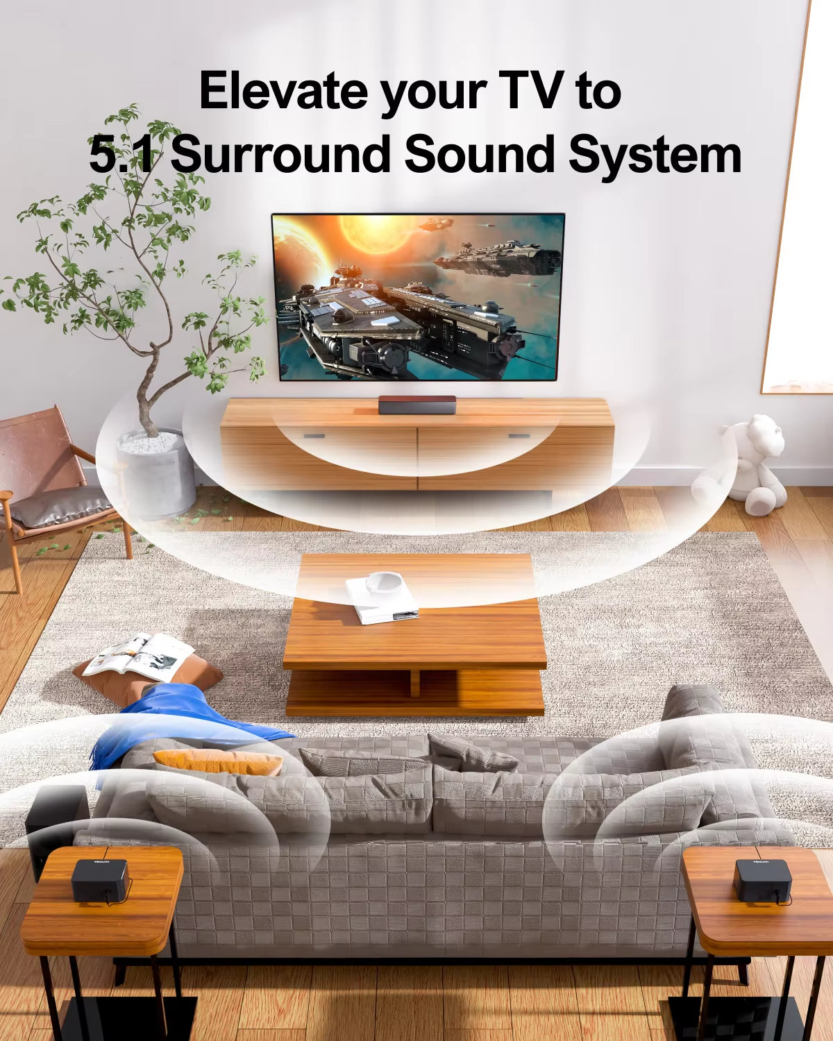 320W 5.1 Soundbar for Smart TV,3D Virtual Surround Sound System,Sound Bars for TV with Subwoofer and Rear Speakers